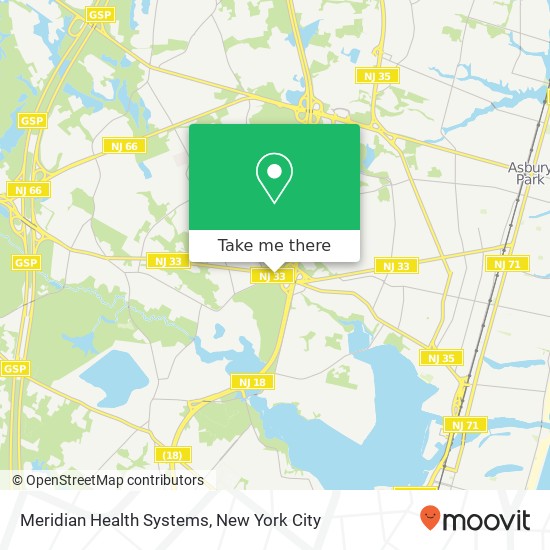 Meridian Health Systems map