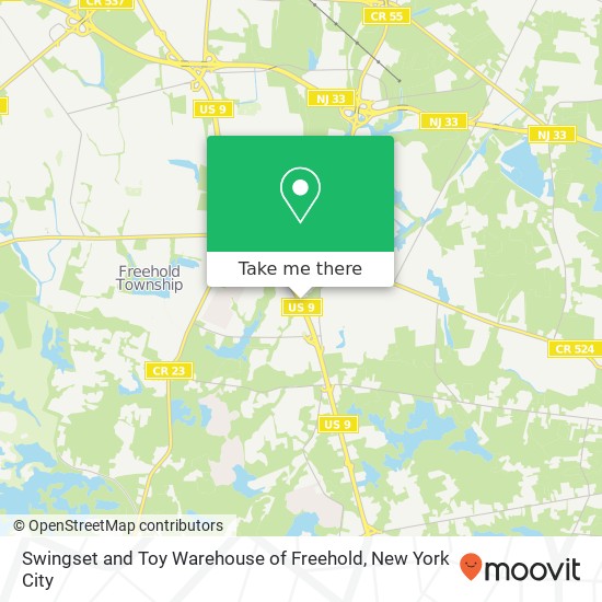 Swingset and Toy Warehouse of Freehold map