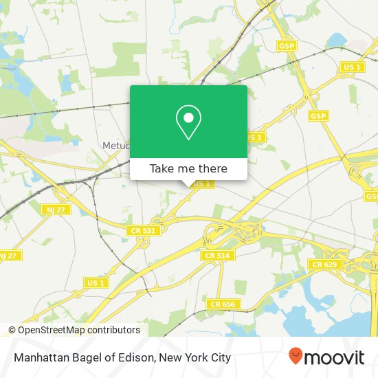 Mapa de Manhattan Bagel of Edison