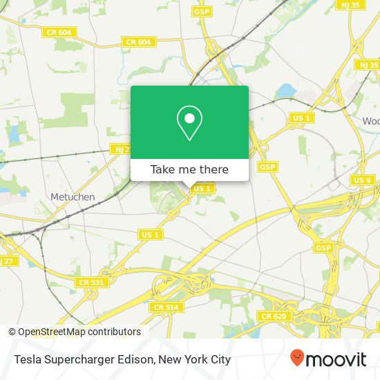 Mapa de Tesla Supercharger Edison