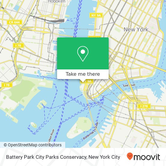 Mapa de Battery Park City Parks Conservacy