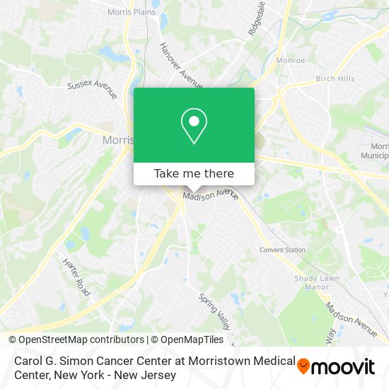 Mapa de Carol G. Simon Cancer Center at Morristown Medical Center