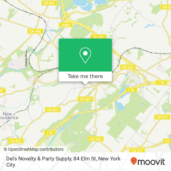 Mapa de Del's Novelty & Party Supply, 84 Elm St