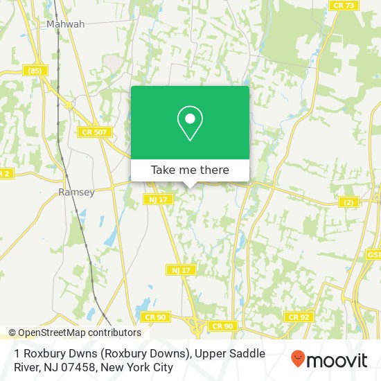 Mapa de 1 Roxbury Dwns (Roxbury Downs), Upper Saddle River, NJ 07458