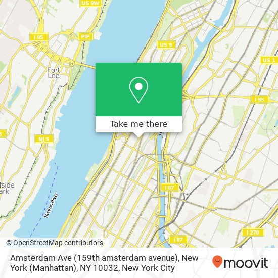 Mapa de Amsterdam Ave (159th amsterdam avenue), New York (Manhattan), NY 10032