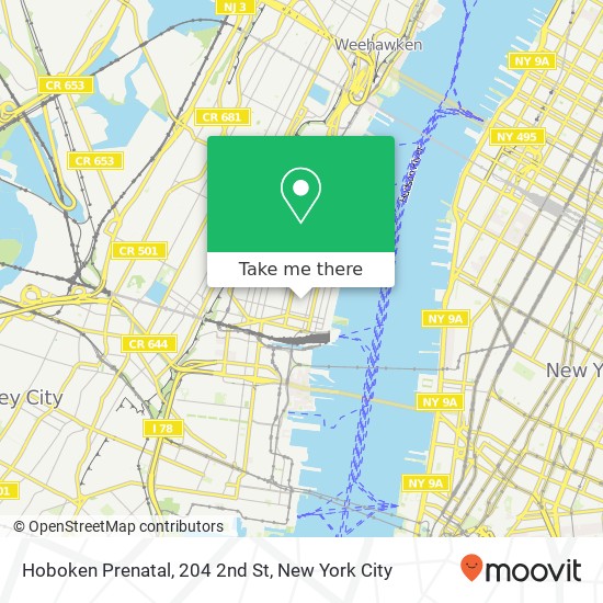 Mapa de Hoboken Prenatal, 204 2nd St