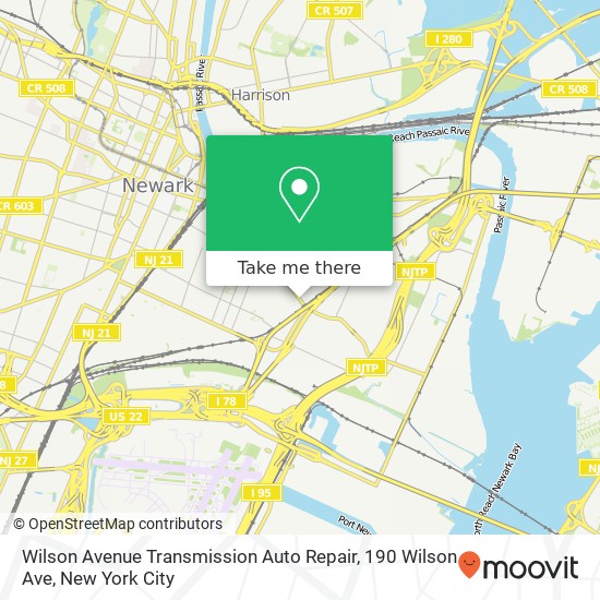 Mapa de Wilson Avenue Transmission Auto Repair, 190 Wilson Ave