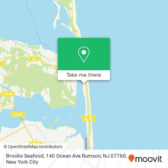 Mapa de Brooks Seafood, 140 Ocean Ave Rumson, NJ 07760