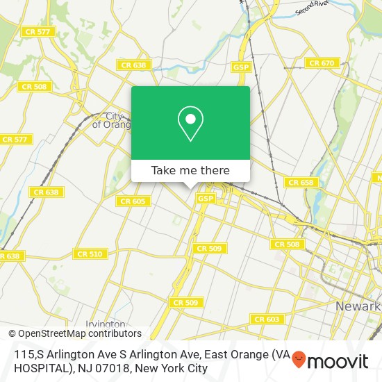 115,S Arlington Ave S Arlington Ave, East Orange (VA HOSPITAL), NJ 07018 map