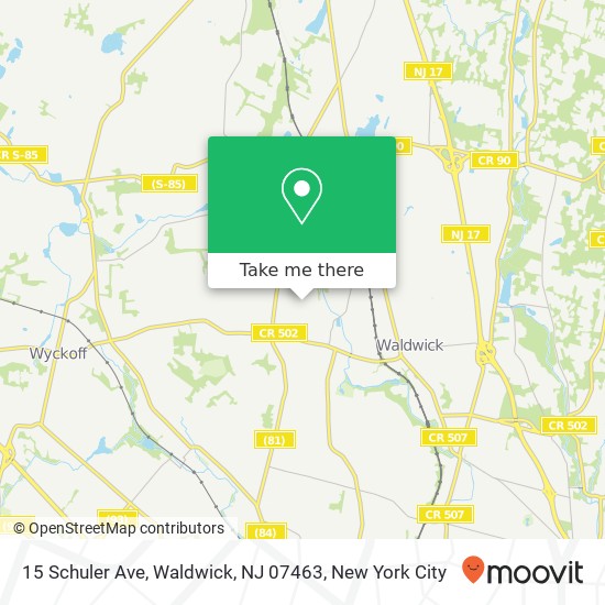 Mapa de 15 Schuler Ave, Waldwick, NJ 07463