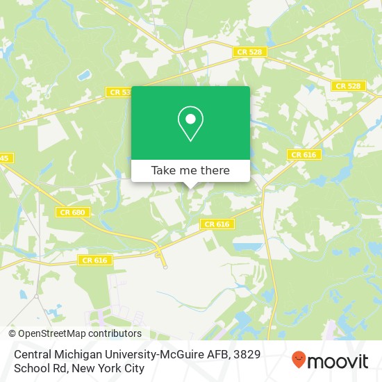 Mapa de Central Michigan University-McGuire AFB, 3829 School Rd