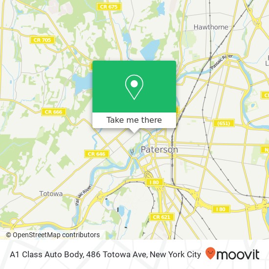 Mapa de A1 Class Auto Body, 486 Totowa Ave