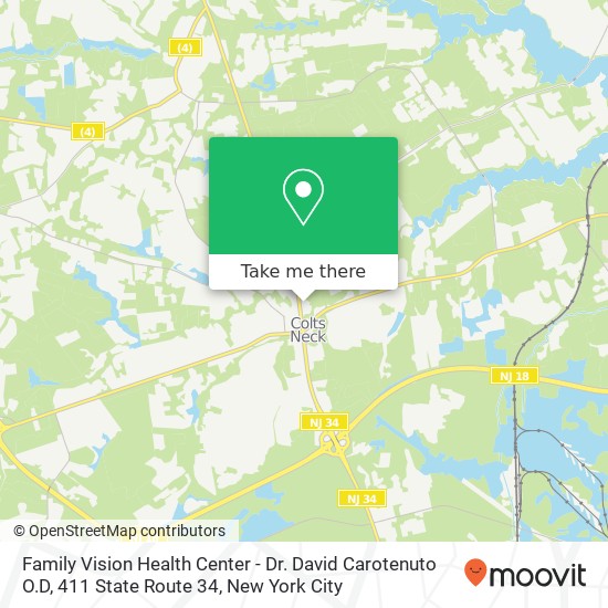 Mapa de Family Vision Health Center - Dr. David Carotenuto O.D, 411 State Route 34