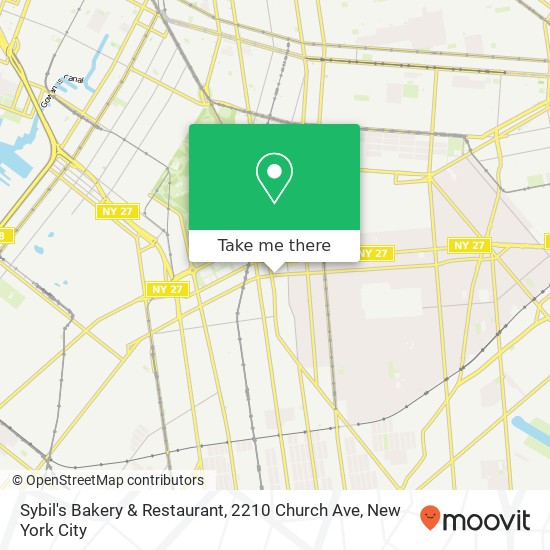 Mapa de Sybil's Bakery & Restaurant, 2210 Church Ave