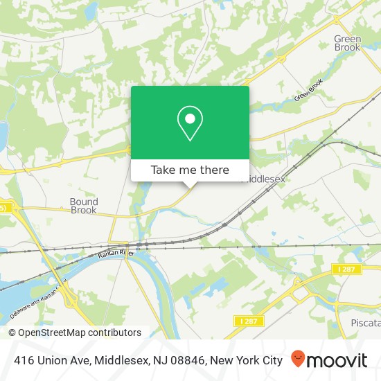 Mapa de 416 Union Ave, Middlesex, NJ 08846