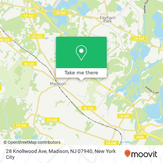 Mapa de 28 Knollwood Ave, Madison, NJ 07940