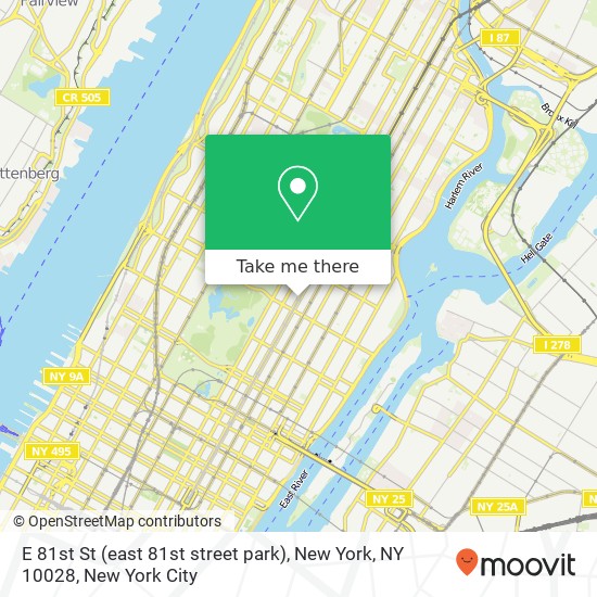 Mapa de E 81st St (east 81st street park), New York, NY 10028