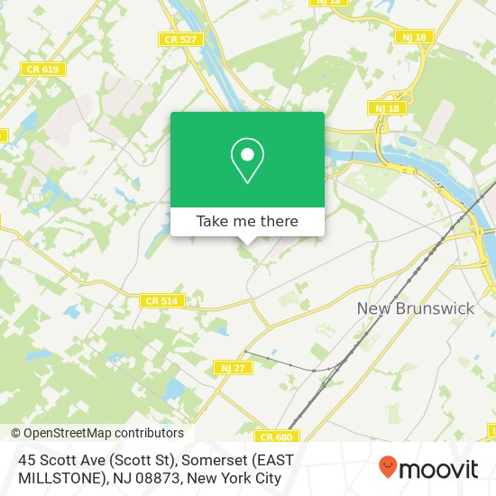 Mapa de 45 Scott Ave (Scott St), Somerset (EAST MILLSTONE), NJ 08873