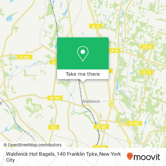 Mapa de Waldwick Hot Bagels, 140 Franklin Tpke