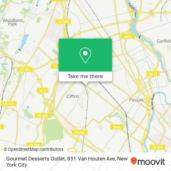Mapa de Gourmet Desserts Outlet, 851 Van Houten Ave