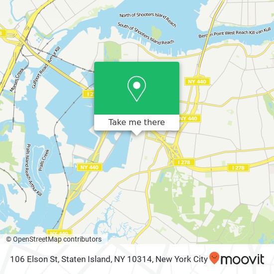 Mapa de 106 Elson St, Staten Island, NY 10314