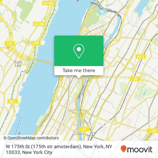 W 175th St (175th str amsterdam), New York, NY 10033 map