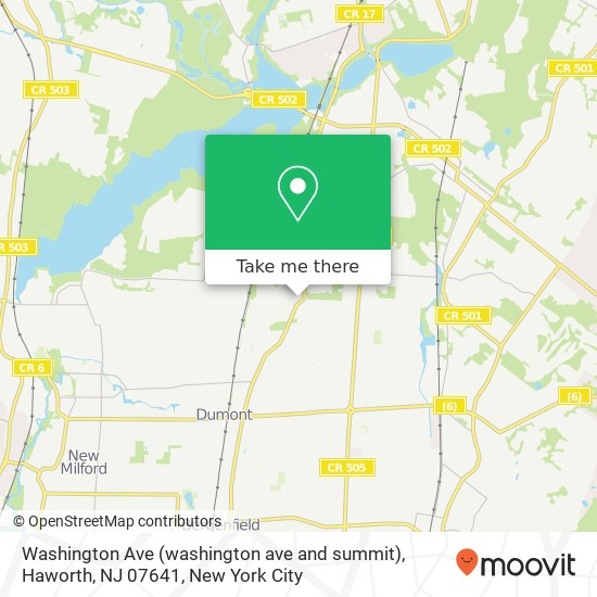 Mapa de Washington Ave (washington ave and summit), Haworth, NJ 07641