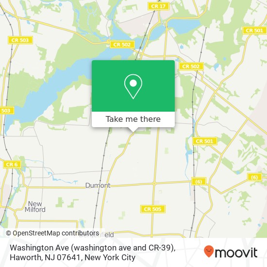 Mapa de Washington Ave (washington ave and CR-39), Haworth, NJ 07641