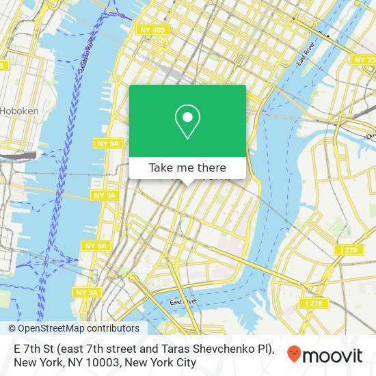 E 7th St (east 7th street and Taras Shevchenko Pl), New York, NY 10003 map