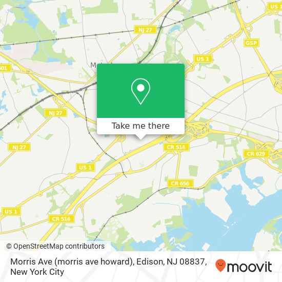 Mapa de Morris Ave (morris ave howard), Edison, NJ 08837