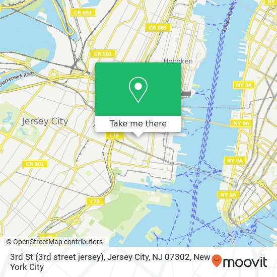 Mapa de 3rd St (3rd street jersey), Jersey City, NJ 07302