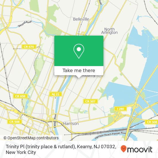 Trinity Pl (trinity place & rutland), Kearny, NJ 07032 map
