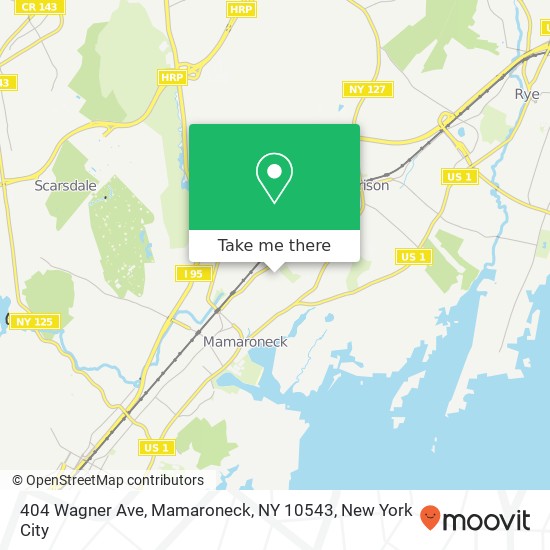 Mapa de 404 Wagner Ave, Mamaroneck, NY 10543