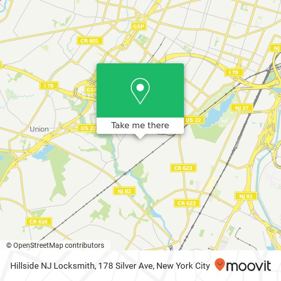 Mapa de Hillside NJ Locksmith, 178 Silver Ave