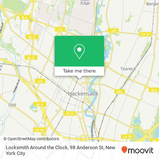 Locksmith Around the Clock, 98 Anderson St map