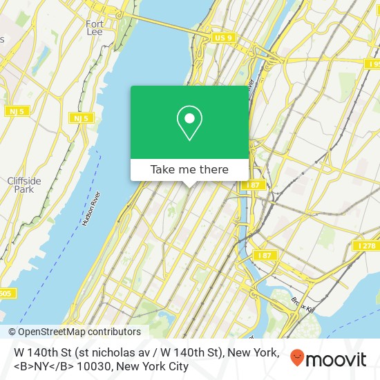 W 140th St (st nicholas av / W 140th St), New York, <B>NY< / B> 10030 map