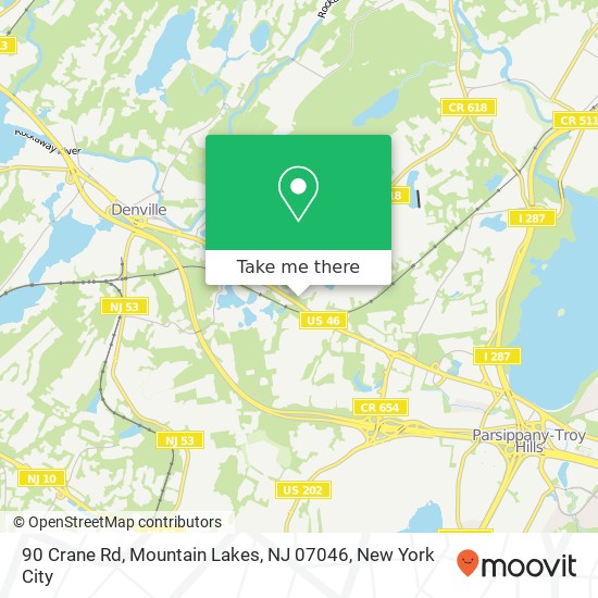 Mapa de 90 Crane Rd, Mountain Lakes, NJ 07046