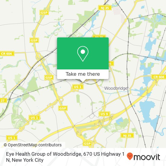 Mapa de Eye Health Group of Woodbridge, 670 US Highway 1 N