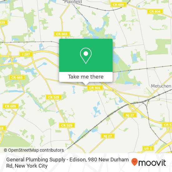 Mapa de General Plumbing Supply - Edison, 980 New Durham Rd