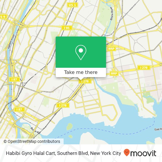 Mapa de Habibi Gyro Halal Cart, Southern Blvd