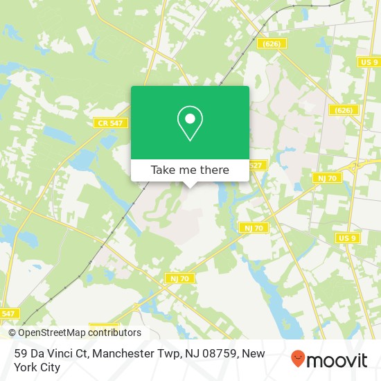 Mapa de 59 Da Vinci Ct, Manchester Twp, NJ 08759