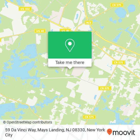 Mapa de 59 Da Vinci Way, Mays Landing, NJ 08330