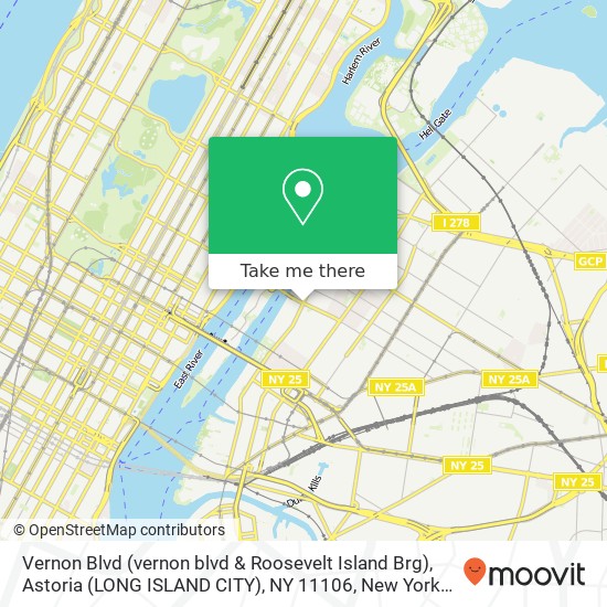 Vernon Blvd (vernon blvd & Roosevelt Island Brg), Astoria (LONG ISLAND CITY), NY 11106 map