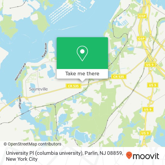 Mapa de University Pl (columbia university), Parlin, NJ 08859