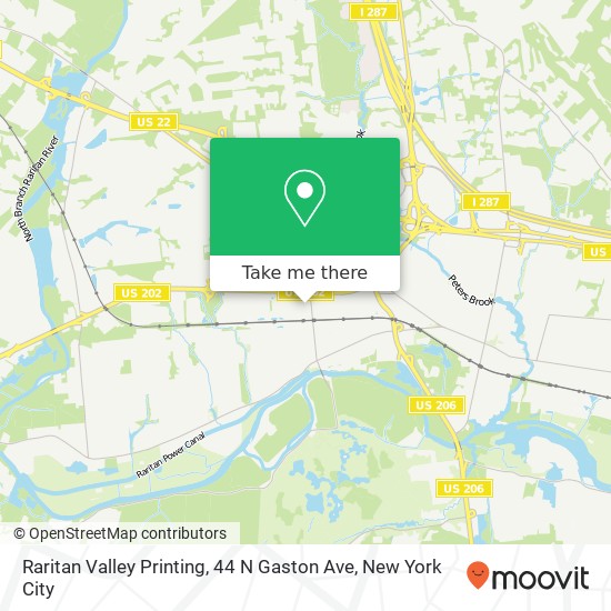 Mapa de Raritan Valley Printing, 44 N Gaston Ave