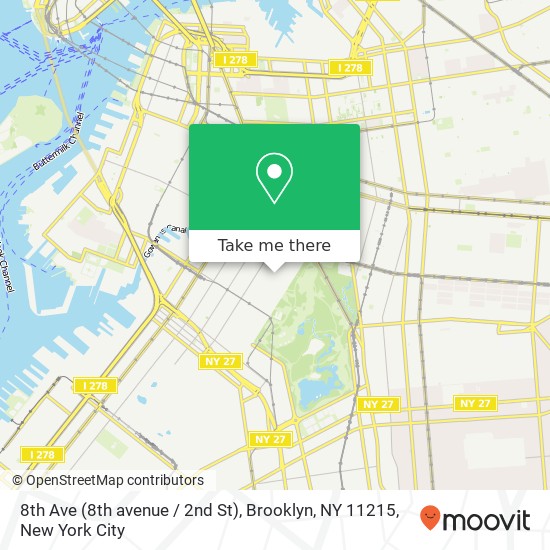 Mapa de 8th Ave (8th avenue / 2nd St), Brooklyn, NY 11215