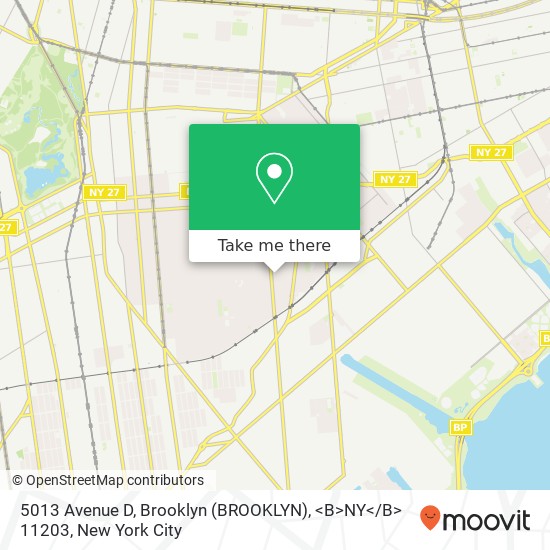 Mapa de 5013 Avenue D, Brooklyn (BROOKLYN), <B>NY< / B> 11203