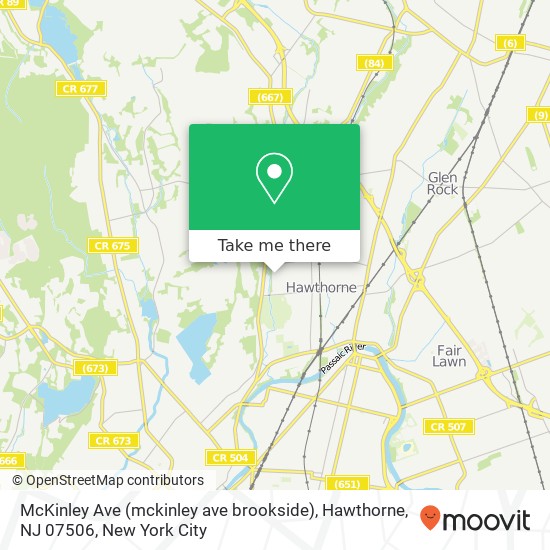 Mapa de McKinley Ave (mckinley ave brookside), Hawthorne, NJ 07506