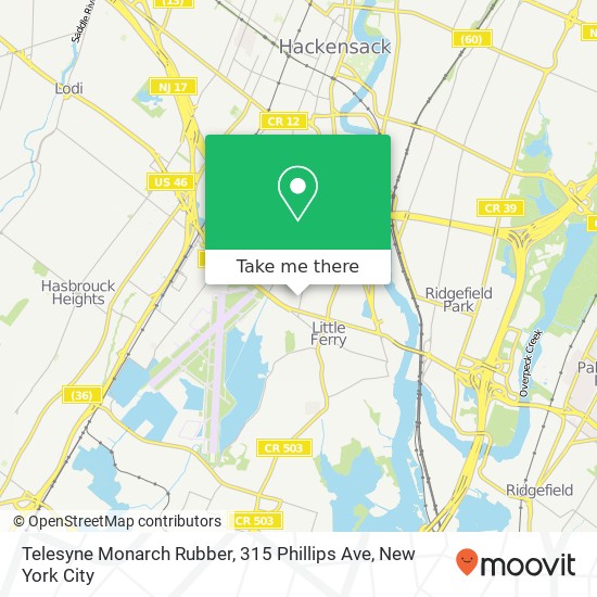 Mapa de Telesyne Monarch Rubber, 315 Phillips Ave