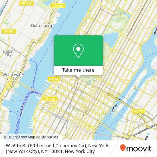 W 59th St (59th st and Columbus Cir), New York (New York City), NY 10021 map